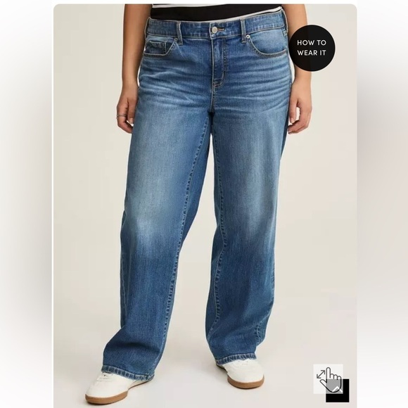 NWT Torrid Perfect Wide-Leg Mid-Rise Jeans Medium Wash 22 Tall - Picture 1 of 9